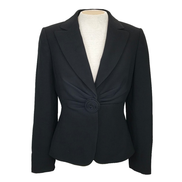 Tahari Black Rose Blazer Jacket 8 - Picture 2 of 4